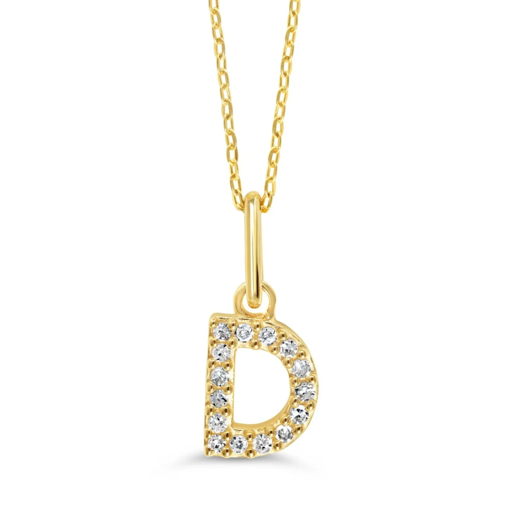 10k Gold Mini Diamond Letter Necklace