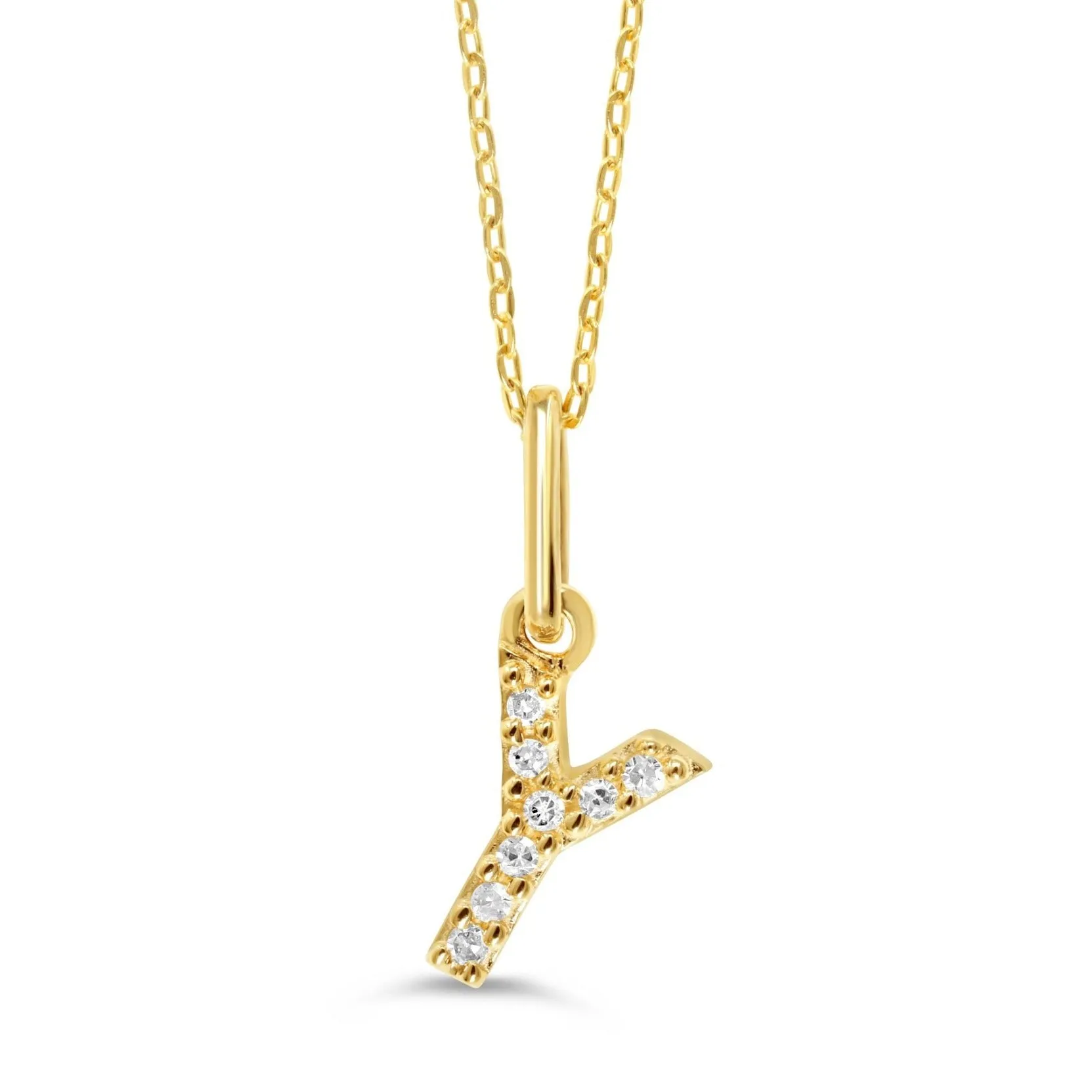 10k Gold Mini Diamond Letter Necklace