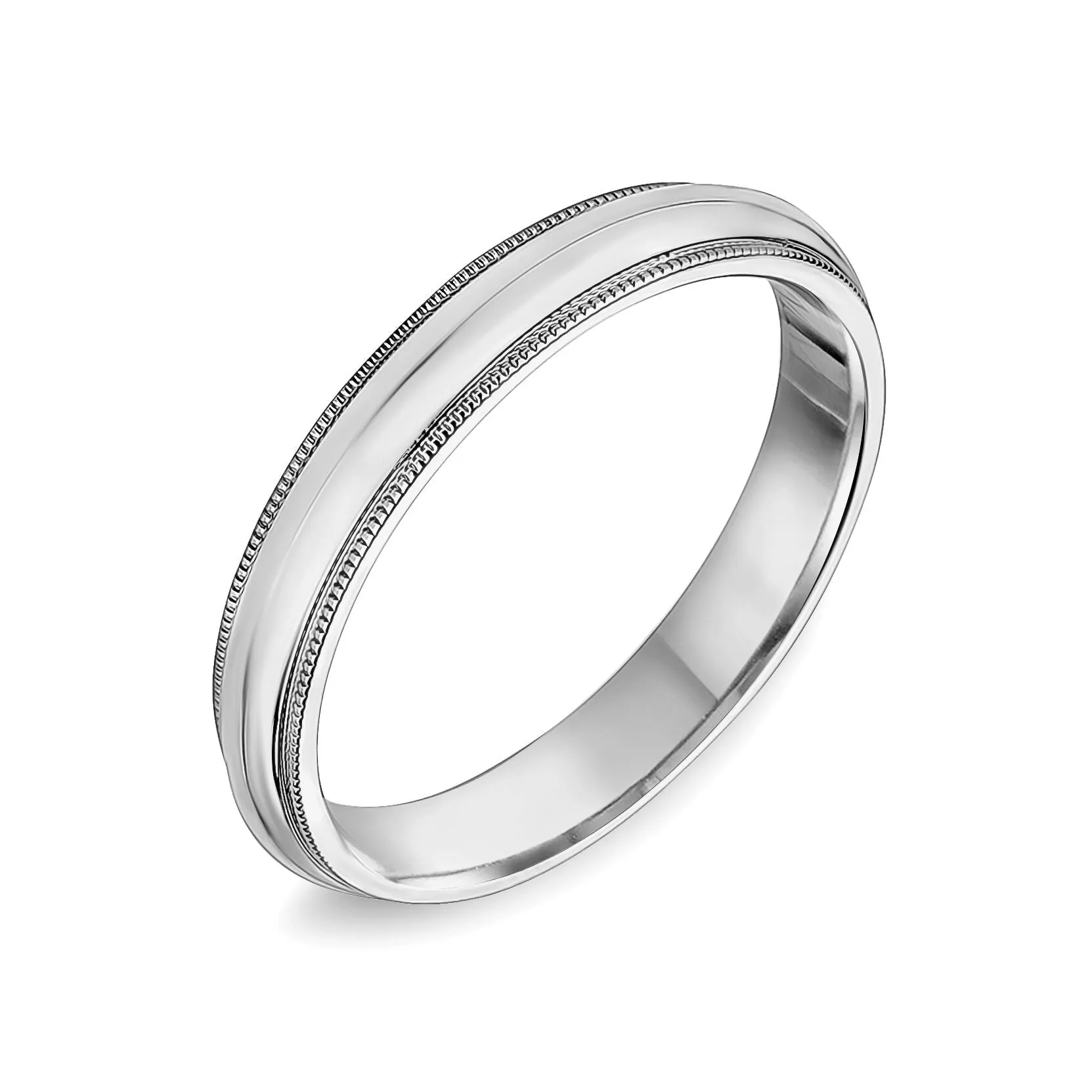 10K High Polished Center with Milgrain Edge Wedding Band