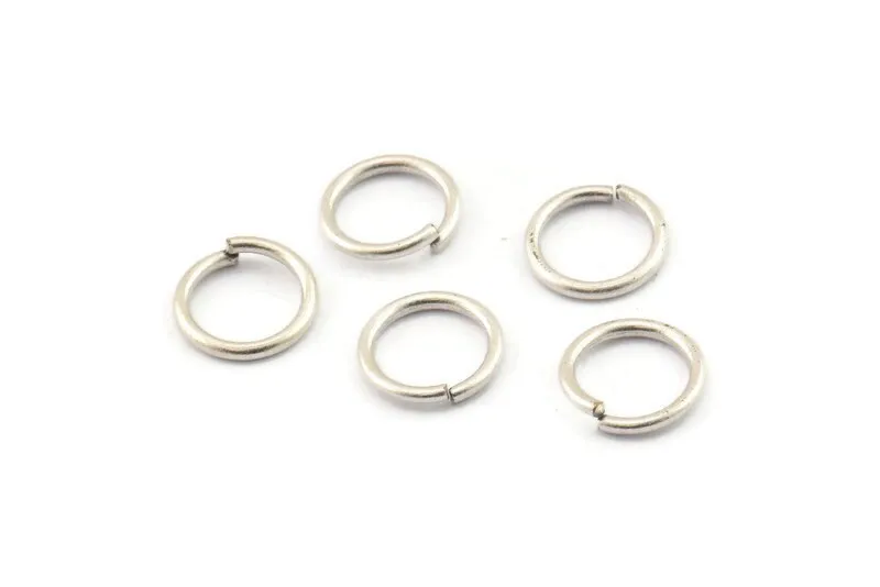 10mm Jump Ring - 24 Antique Silver Plated Brass Jump Rings (10x1.2mm) A0371