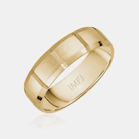 14K Brushed Flat Beveled Wedding Band