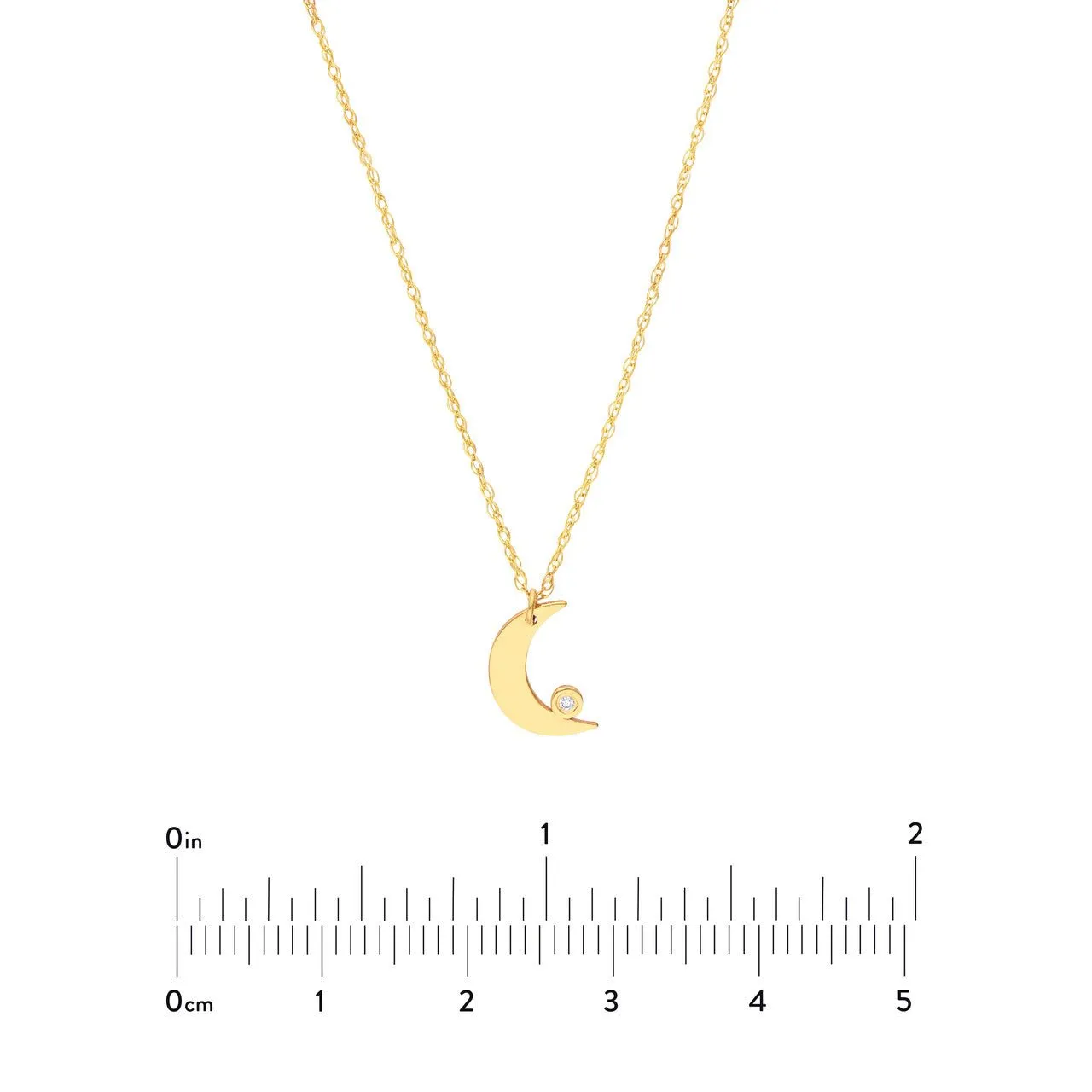 14K Gold Crescent Moon Bezel Diamond Pendant