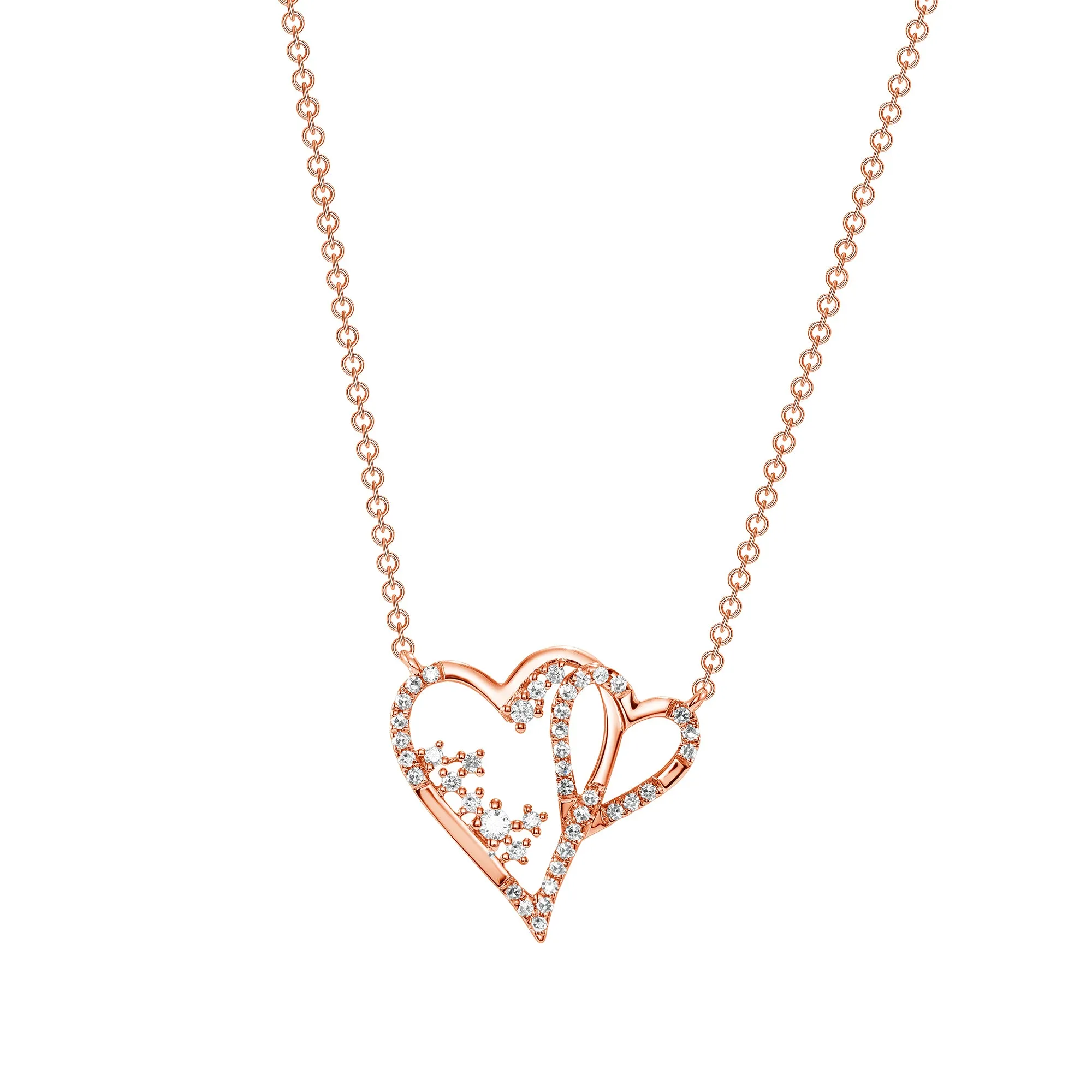 14K Gold Double Heart Pendant