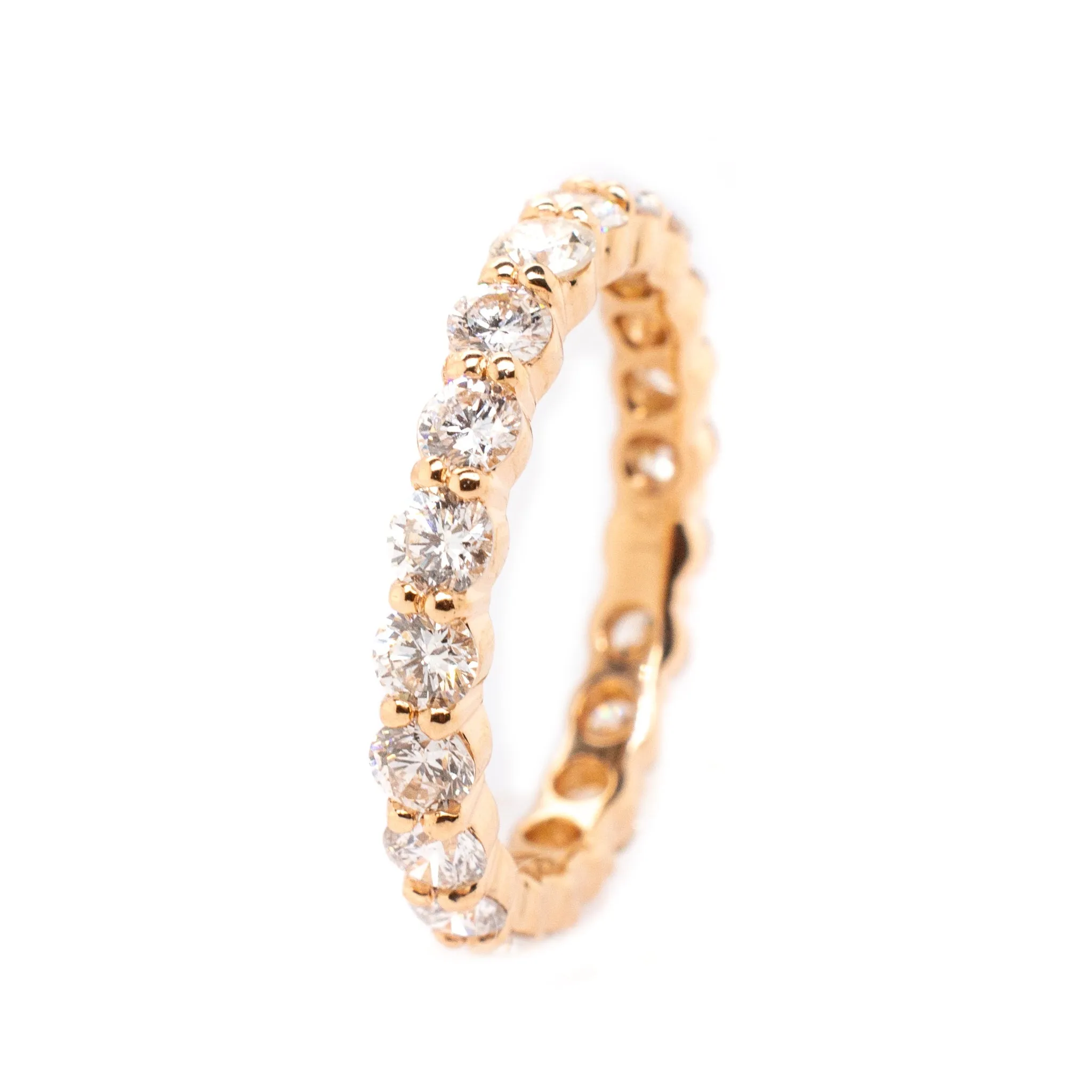 14K Rose Gold Natural Round Diamond Full Eternity Wedding Band 1.87TCW