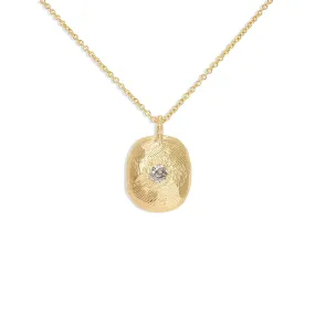 18K Cushion Diamond Tablet Necklace