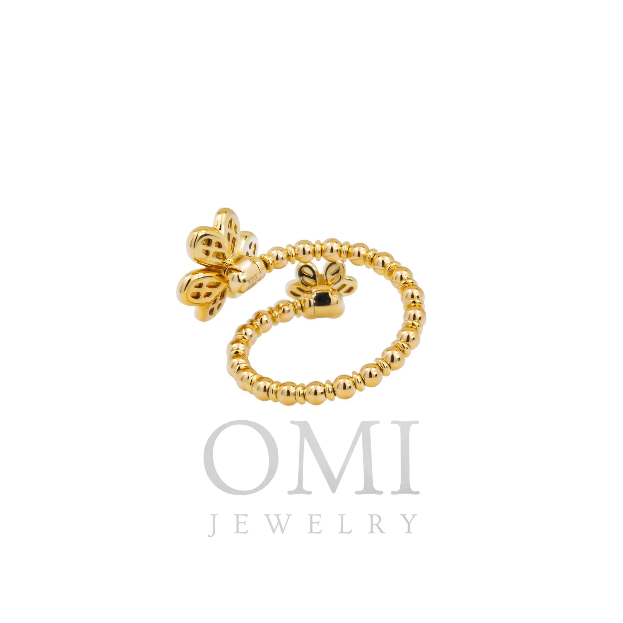 18K GOLD DIAMOND FLOWER WRAP RING 0.08 CT