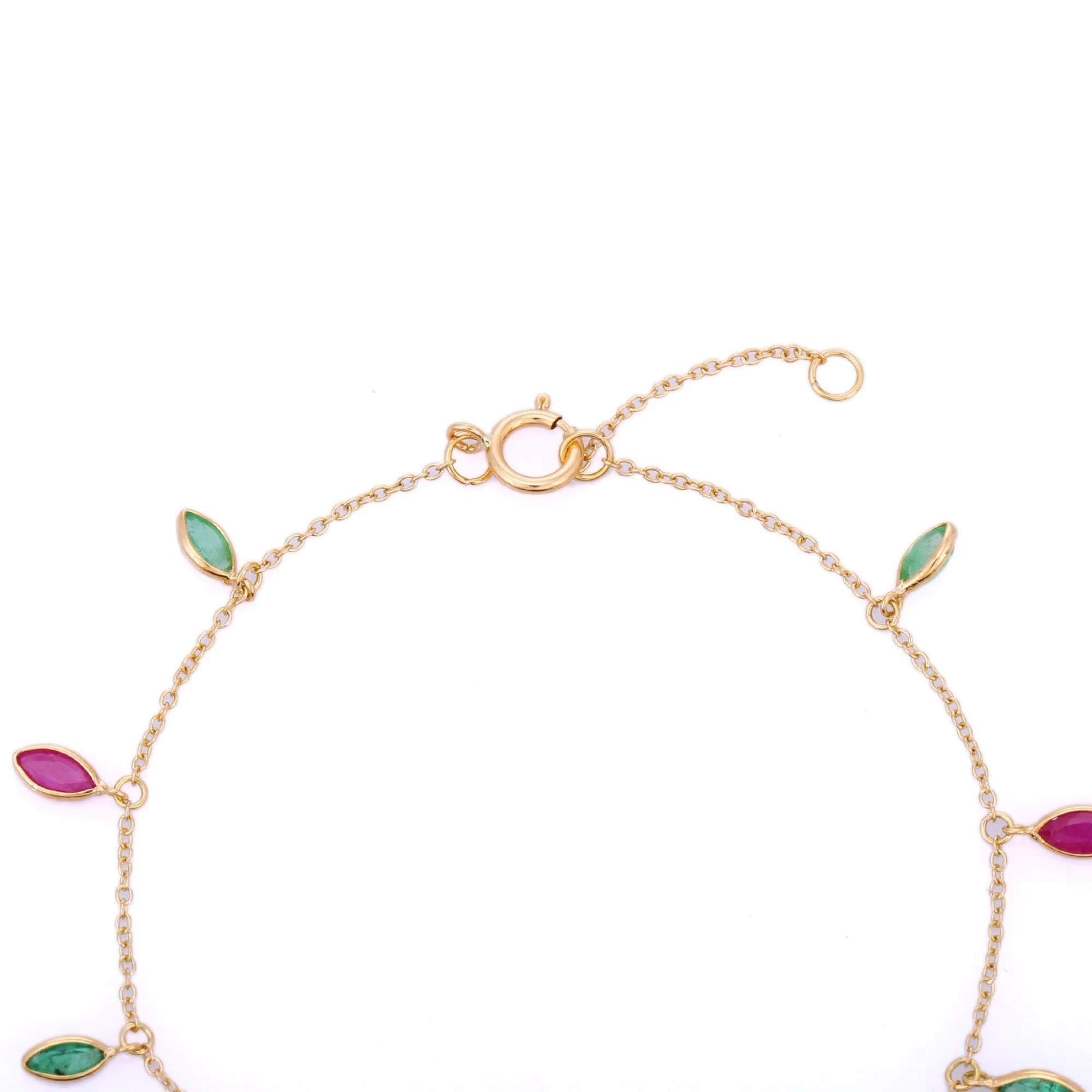 18K Gold Emerald and Ruby Bracelet