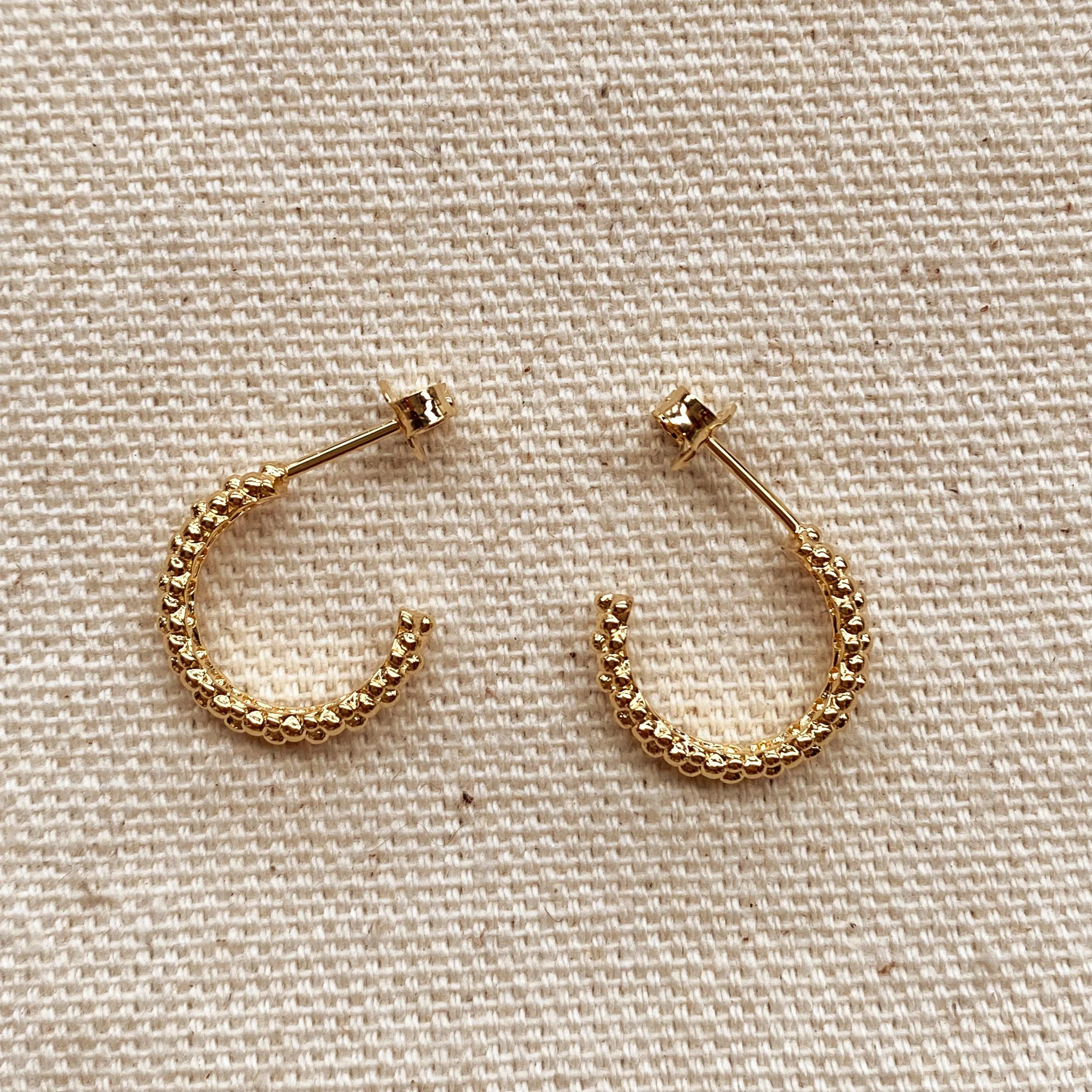 18k Gold Filled Cluster Beads Semi Hoop Earrings