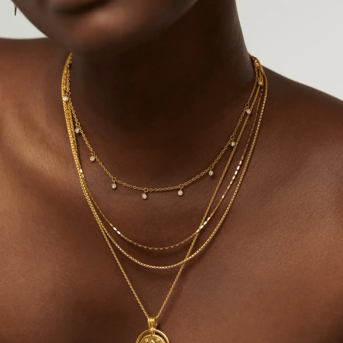 18K Gold Vermeil Interstellar Drop Choker Necklace