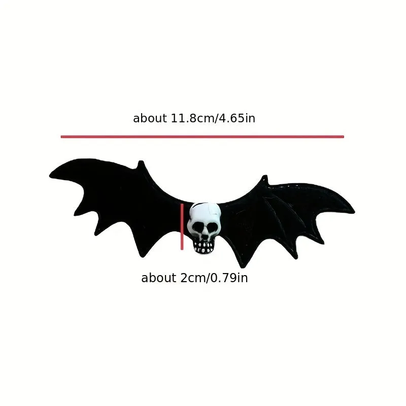 2pcs Punk Bat Hair Clip Halloween Skull Duckbill Clip Horror Bat Wing Alligator Clip For Women Girls Party Festival Decoration LJH38