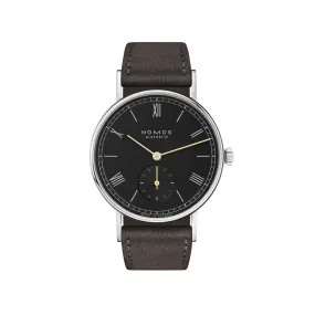 33MM NOMOS LUDWIG 33 NOIR MANUAL WIND WATCH, BLACK DATE DIAL