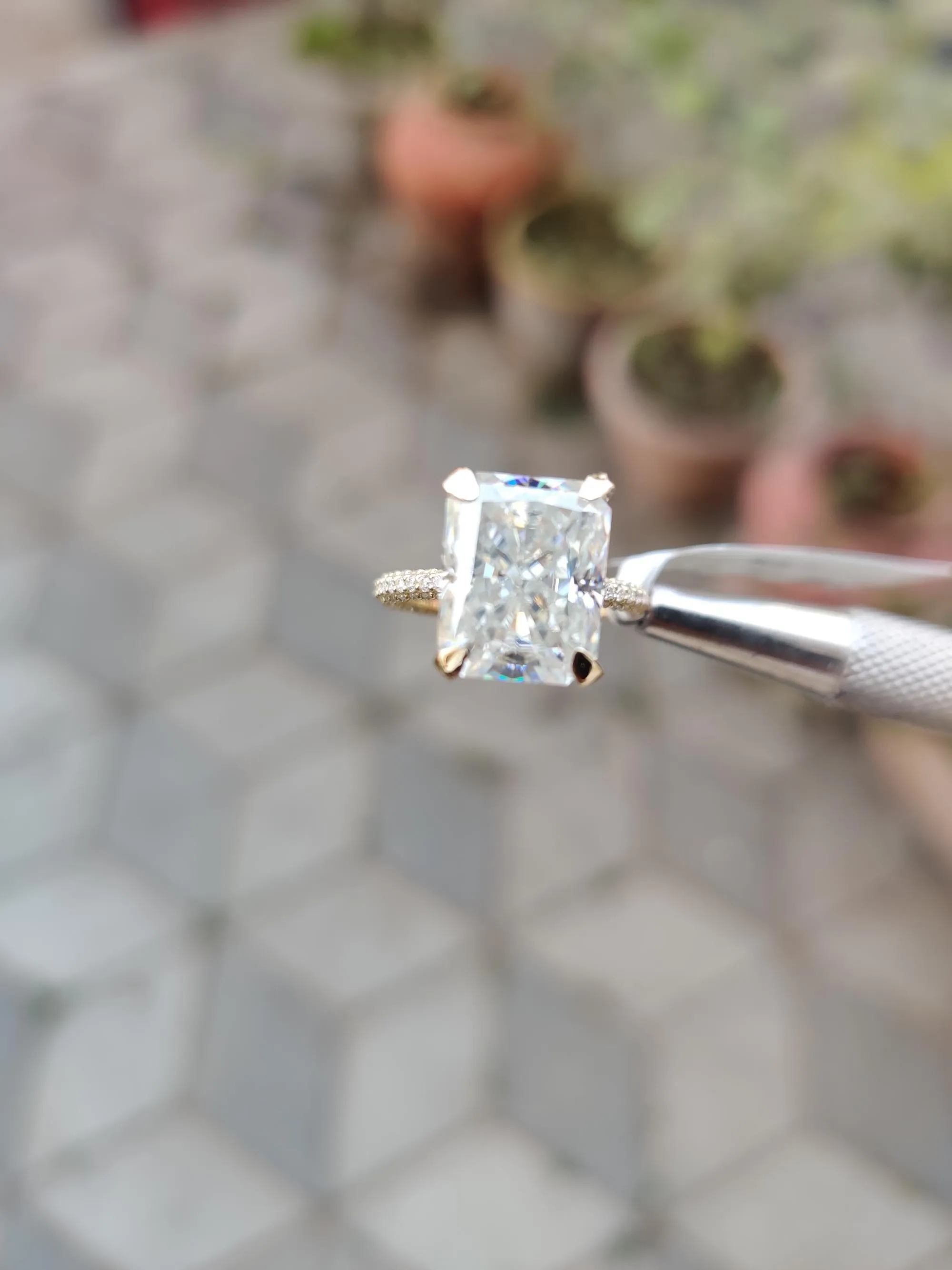 5.00ct Radiant cut Moissanite Engagement ring