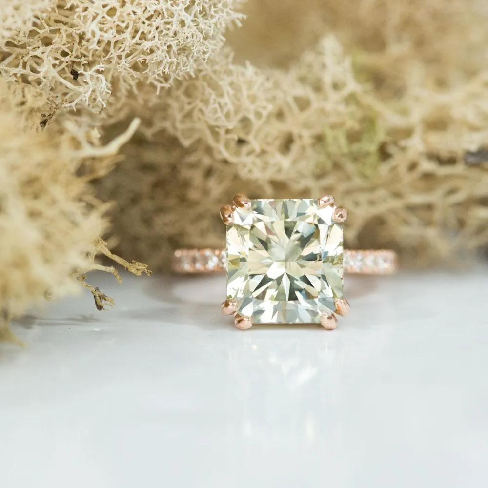 5.04ct GIA Green Radiant Cut Diamond Ring in 18k Rose Gold