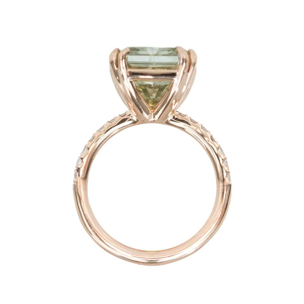 5.04ct GIA Green Radiant Cut Diamond Ring in 18k Rose Gold