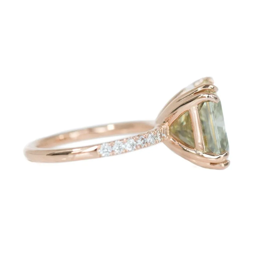 5.04ct GIA Green Radiant Cut Diamond Ring in 18k Rose Gold