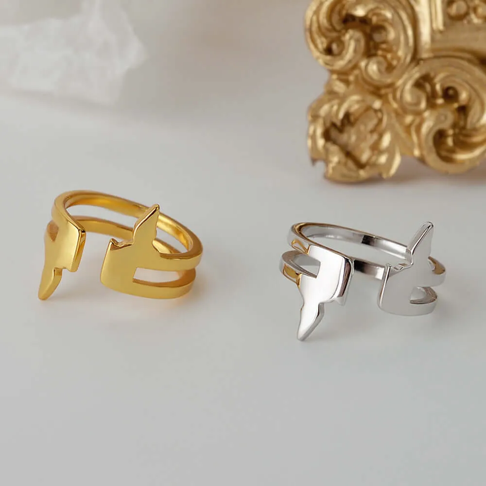 Adjustable Lightning Bolt Finger Band Ring