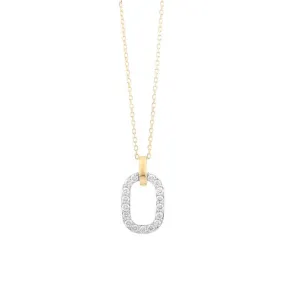 AFJ Diamond Collection - Diamond Oval Pendant Necklace, 14k Yellow Gold