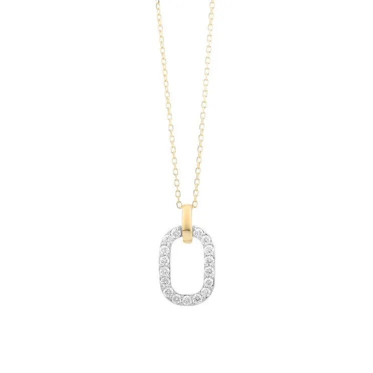 AFJ Diamond Collection - Diamond Oval Pendant Necklace, 14k Yellow Gold