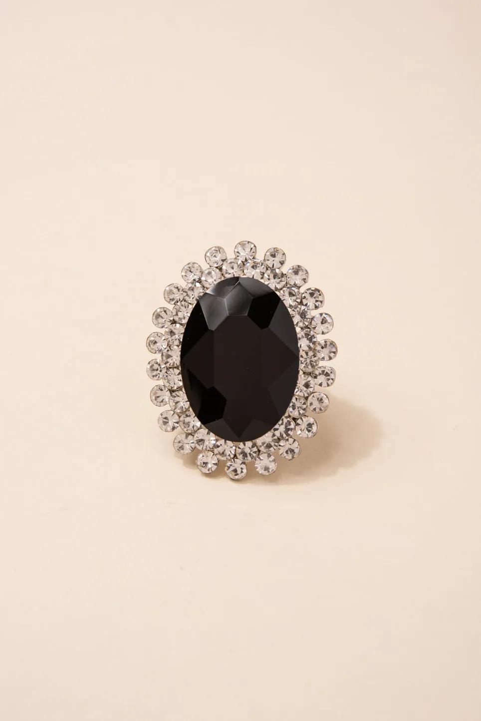 Alena Statement Oval Rhinestone Stretch Ring