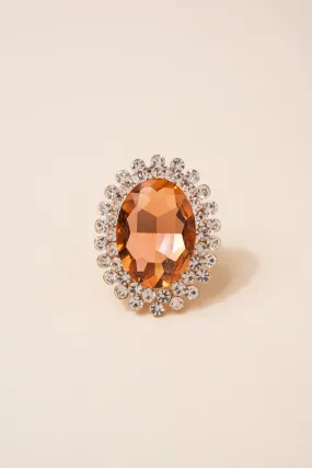 Alena Statement Oval Rhinestone Stretch Ring