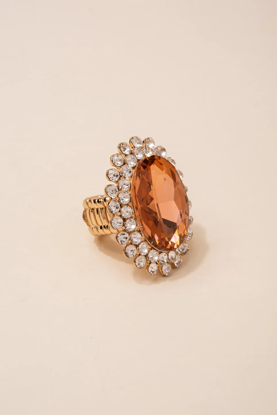 Alena Statement Oval Rhinestone Stretch Ring