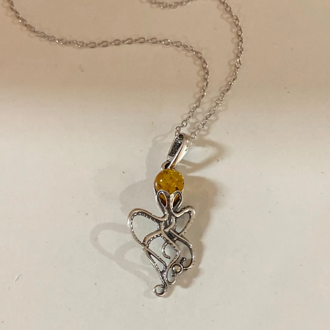 Amber Octopus Necklace