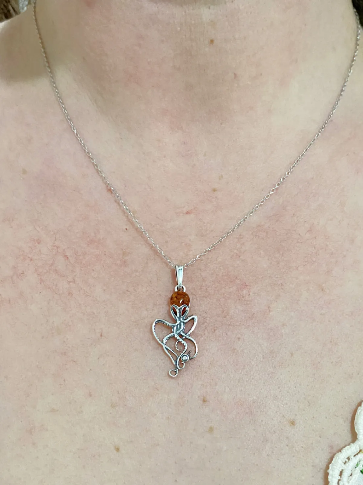 Amber Octopus Necklace