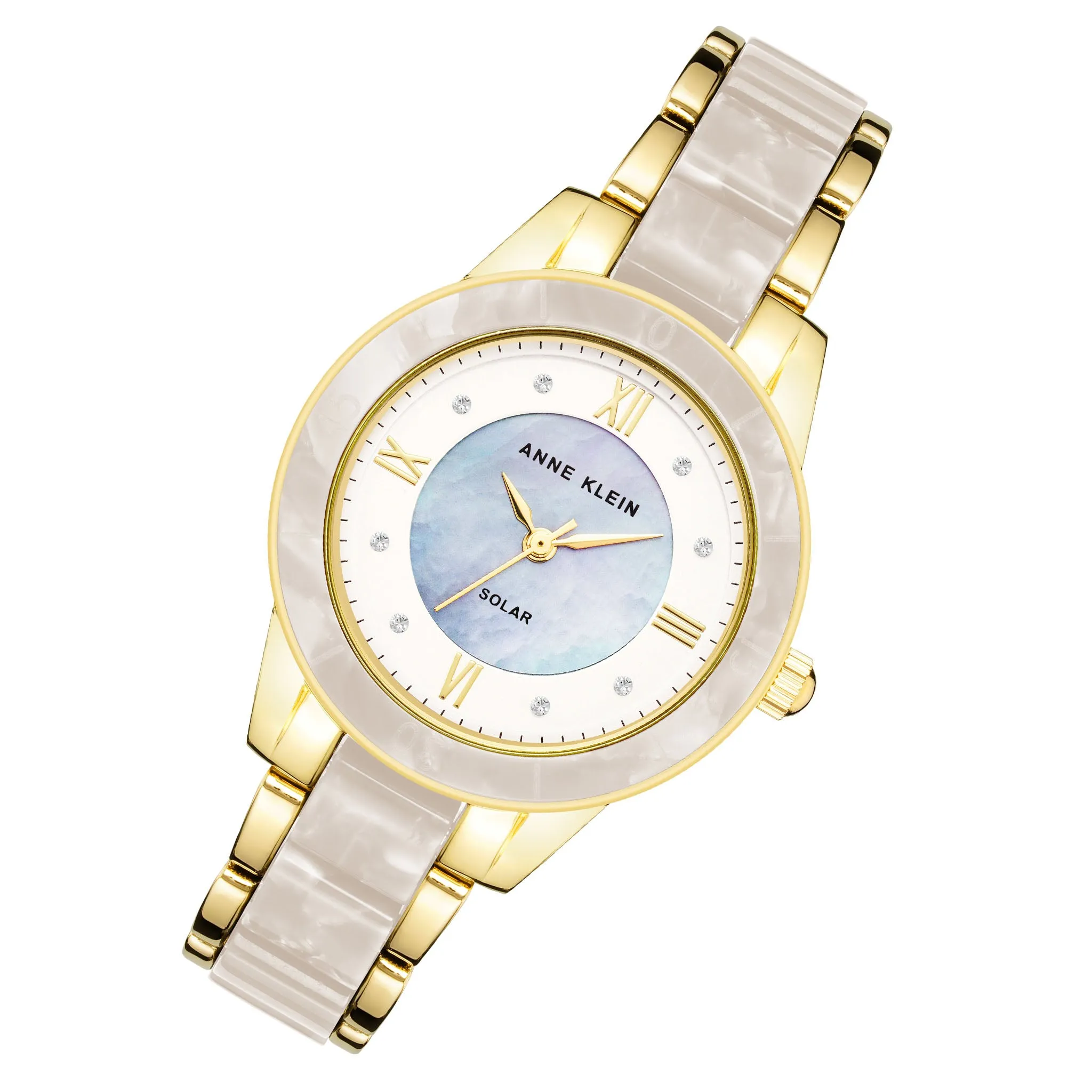 Anne Klein Two-Tone Band Silver White Mother of Pearl Dial Women's Watch - AK3610GPWT