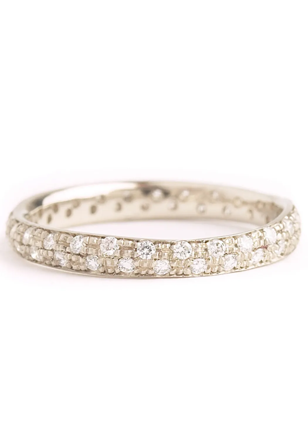 Anne Sportun 14KWG Narrow Pave Diamond Half Band Gold for Stacked Ring Sets