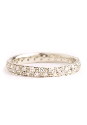 Anne Sportun 14KWG Narrow Pave Diamond Half Band Gold for Stacked Ring Sets