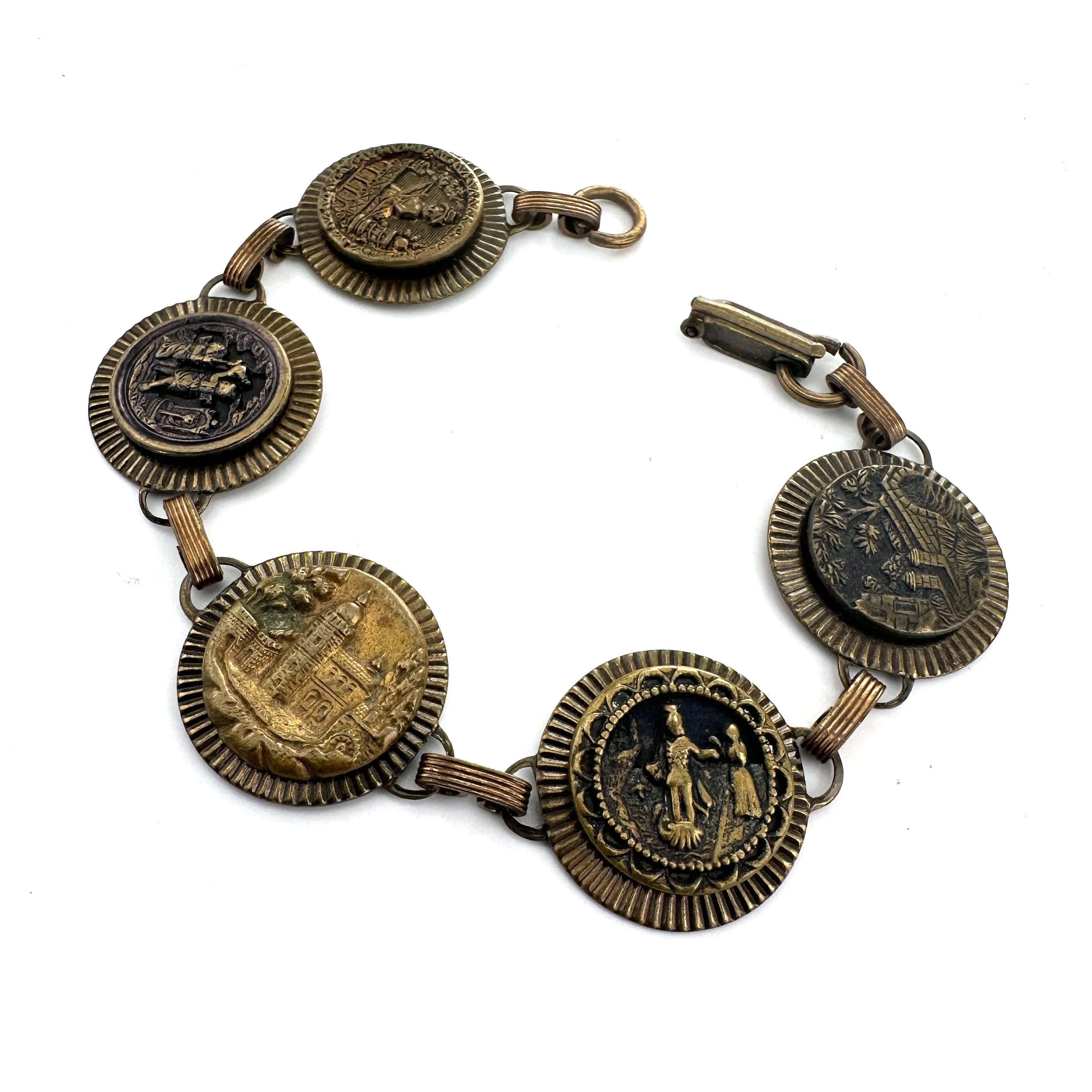 Antique Button Bracelet - Brass