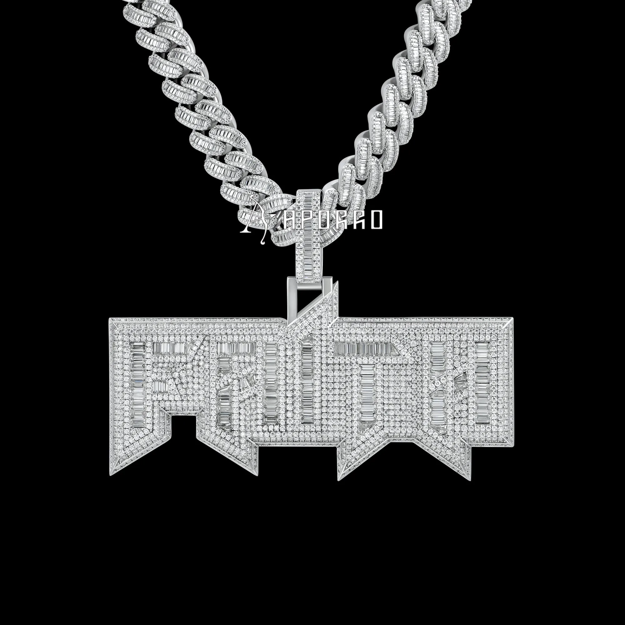 APORRO Premium Baguette Name Necklace Custom Design Deposit