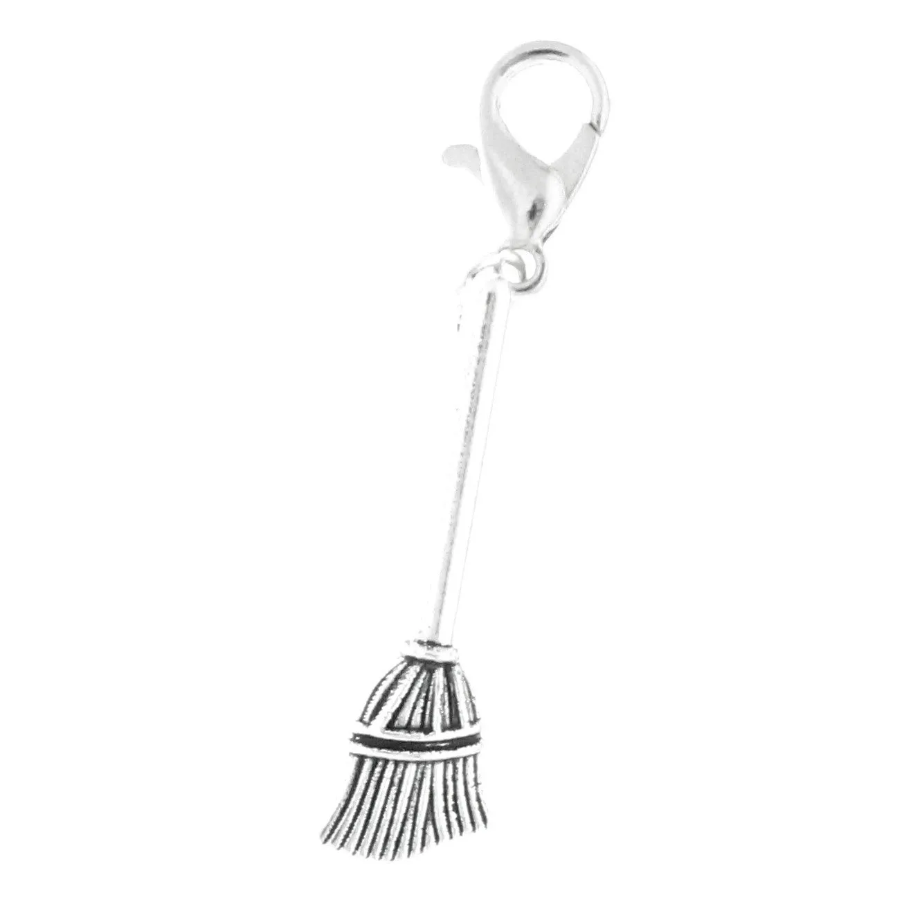 AVBeads Clip-On Charms Broom Charm 35mm x 11mm Silver JWLCC28456