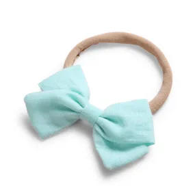 Baby Linen Bow Headband — Mint