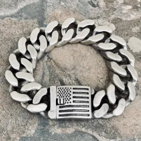 Bagger Bracelet - EASY BIKER - American Flag Brushed - 3/4 wide - B124