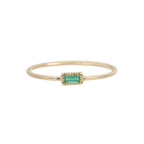 Baguette Emerald Moon Drop Ring