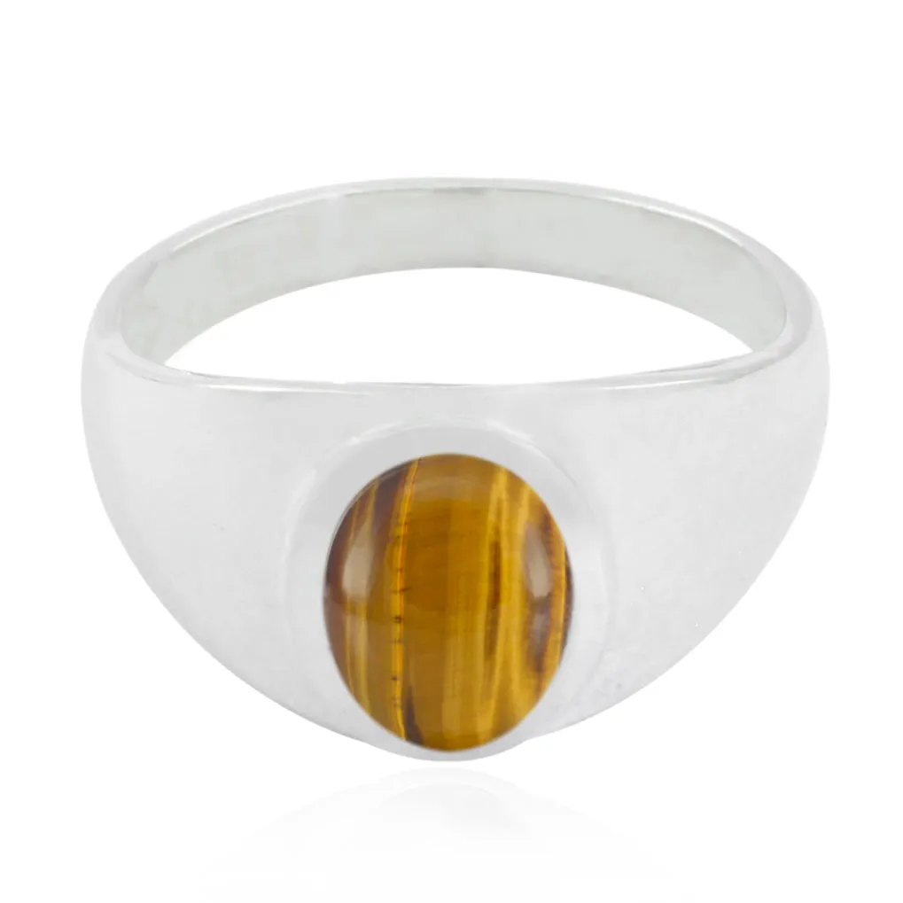 Bewitching Gem Tiger Eye 925 Sterling Silver Ring Modern Jewelry Box