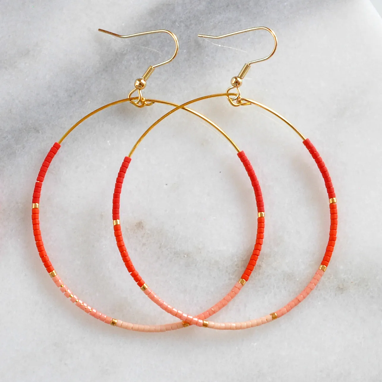 Big Beaded Hoops - OMBRE