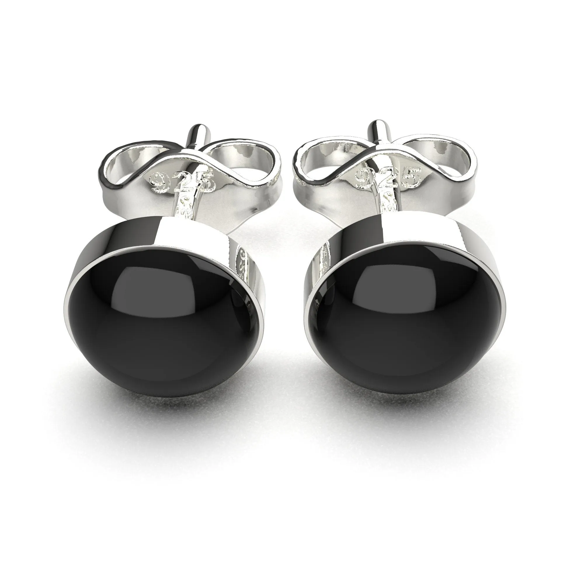 Black Onyx Gemstone Stud Earrings