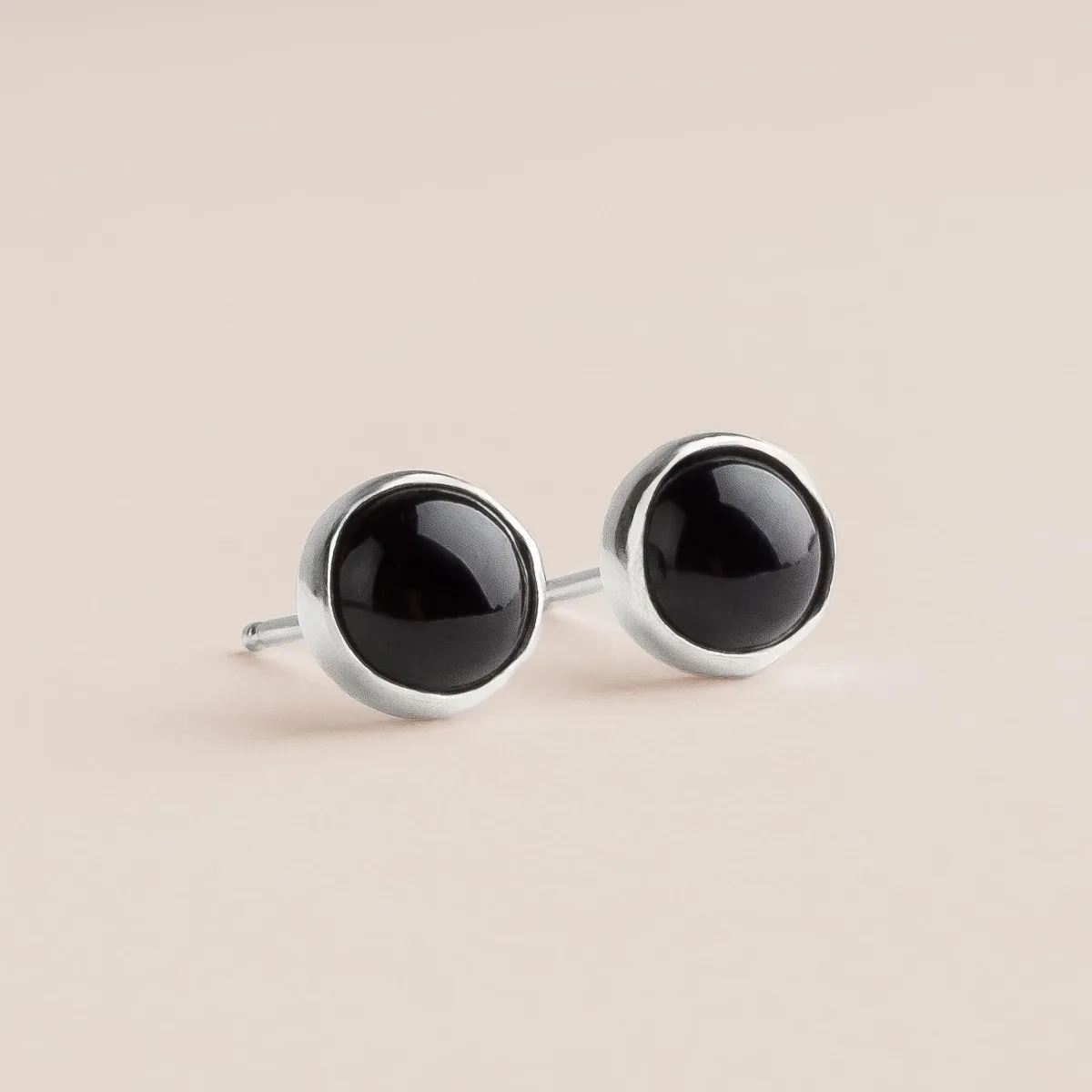 Black Onyx Gemstone Stud Earrings