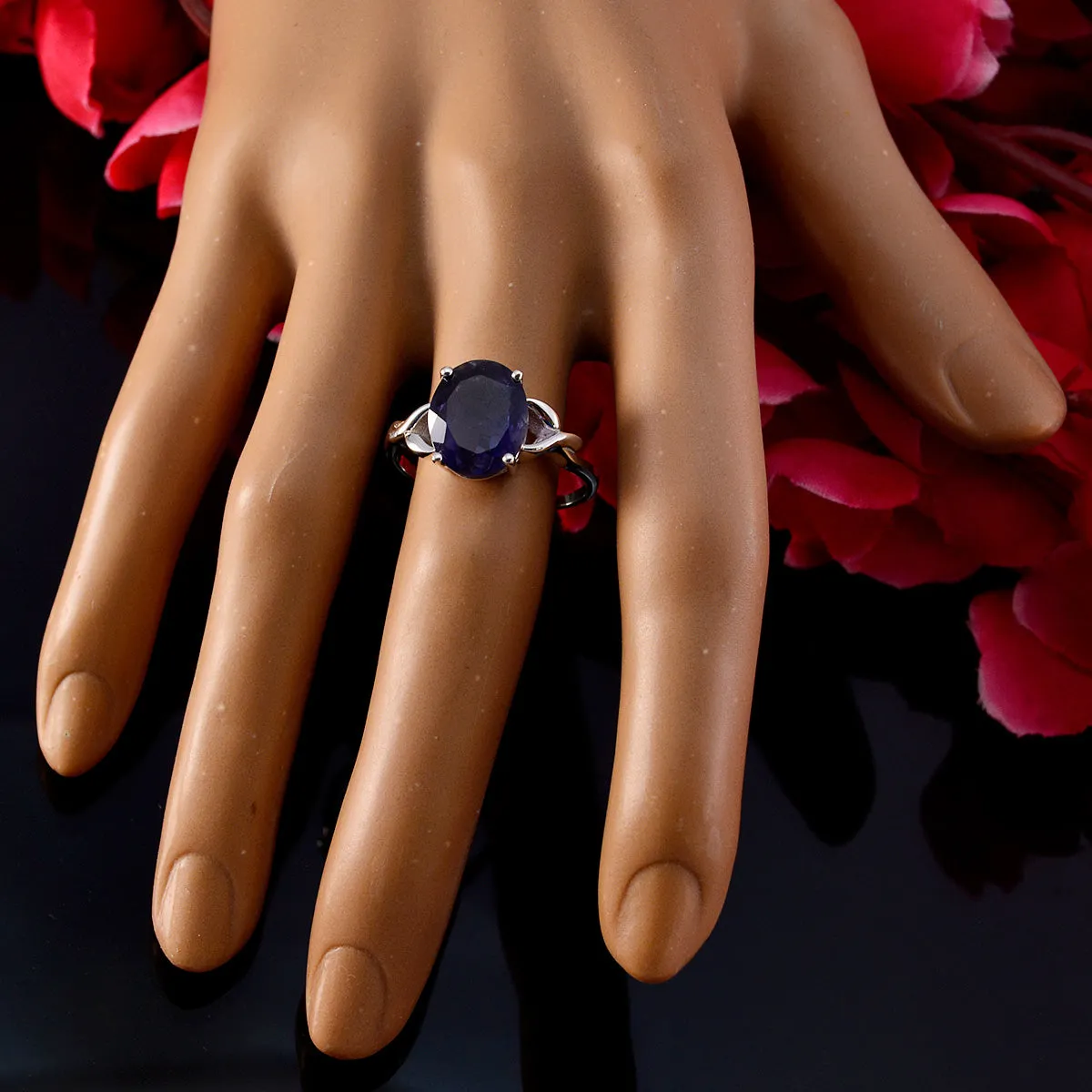 Bonnie Gemstone Iolite 925 Sterling Silver Ring Large Jewelry Armoire