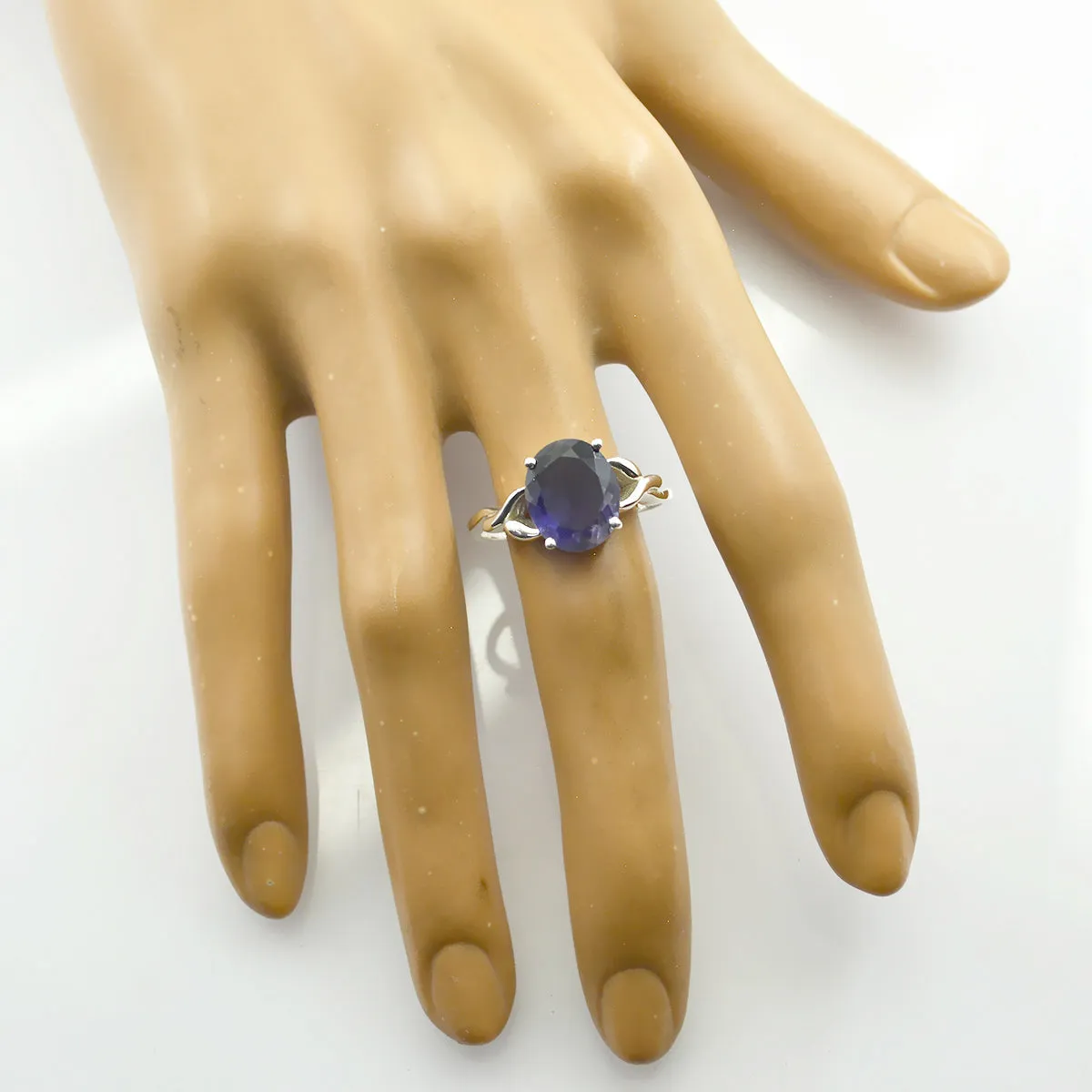 Bonnie Gemstone Iolite 925 Sterling Silver Ring Large Jewelry Armoire