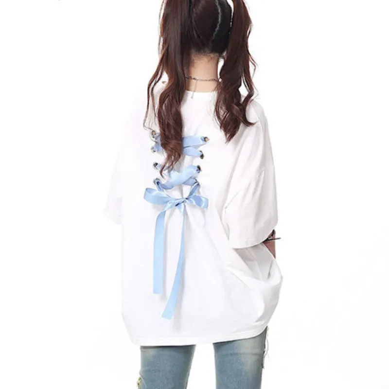 Bow Lace Ribbon Tshirt Matching Bestie Top - Lovesickdoe