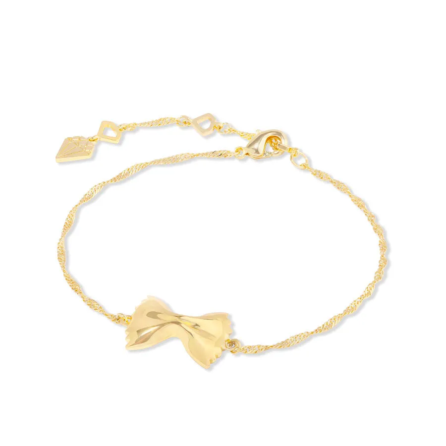 Bow Tie Pasta Gold Bracelet