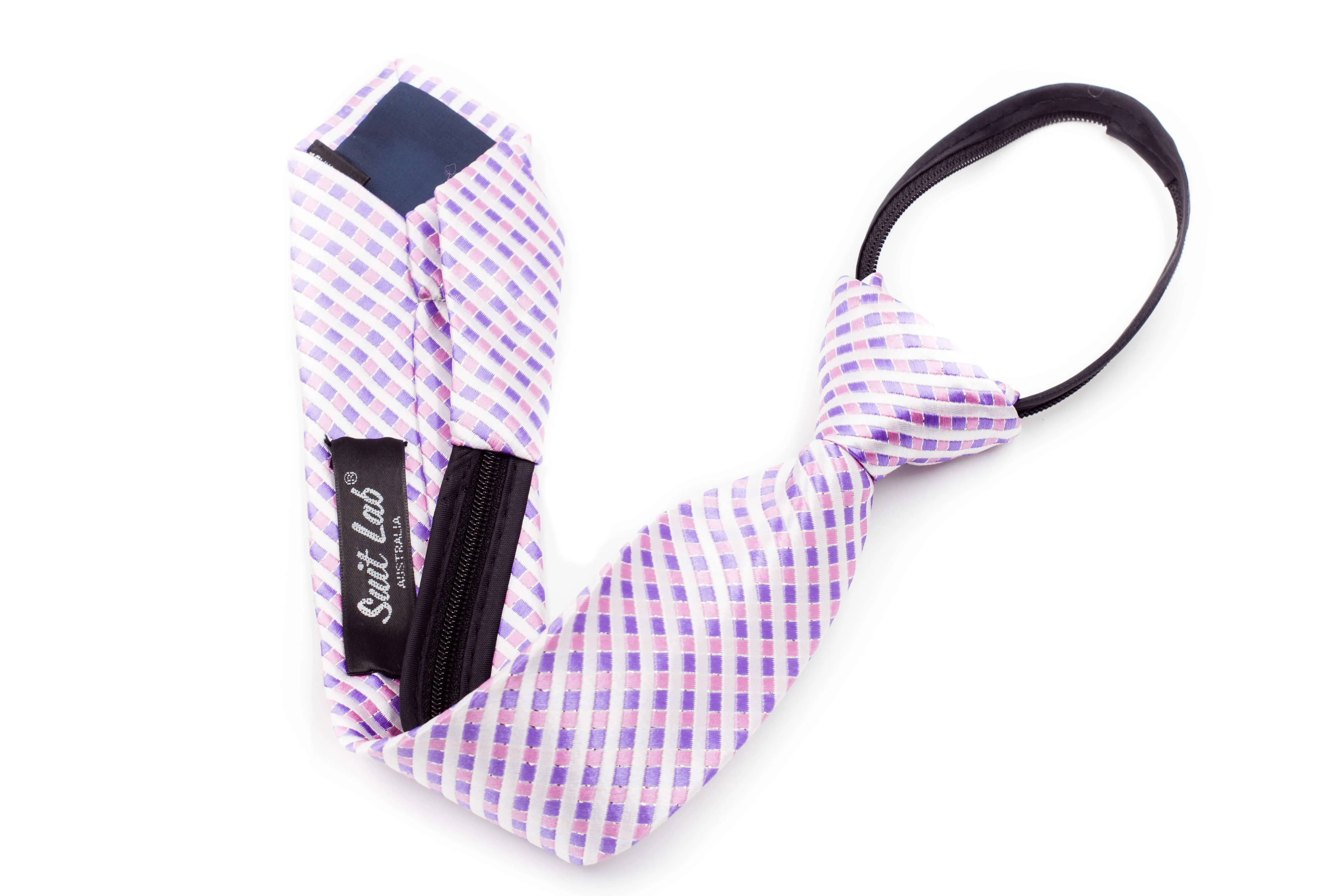 Boys Ties - Purple Mutli Checks