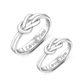 Braided Knot Silver Promise Rings for Couples Set