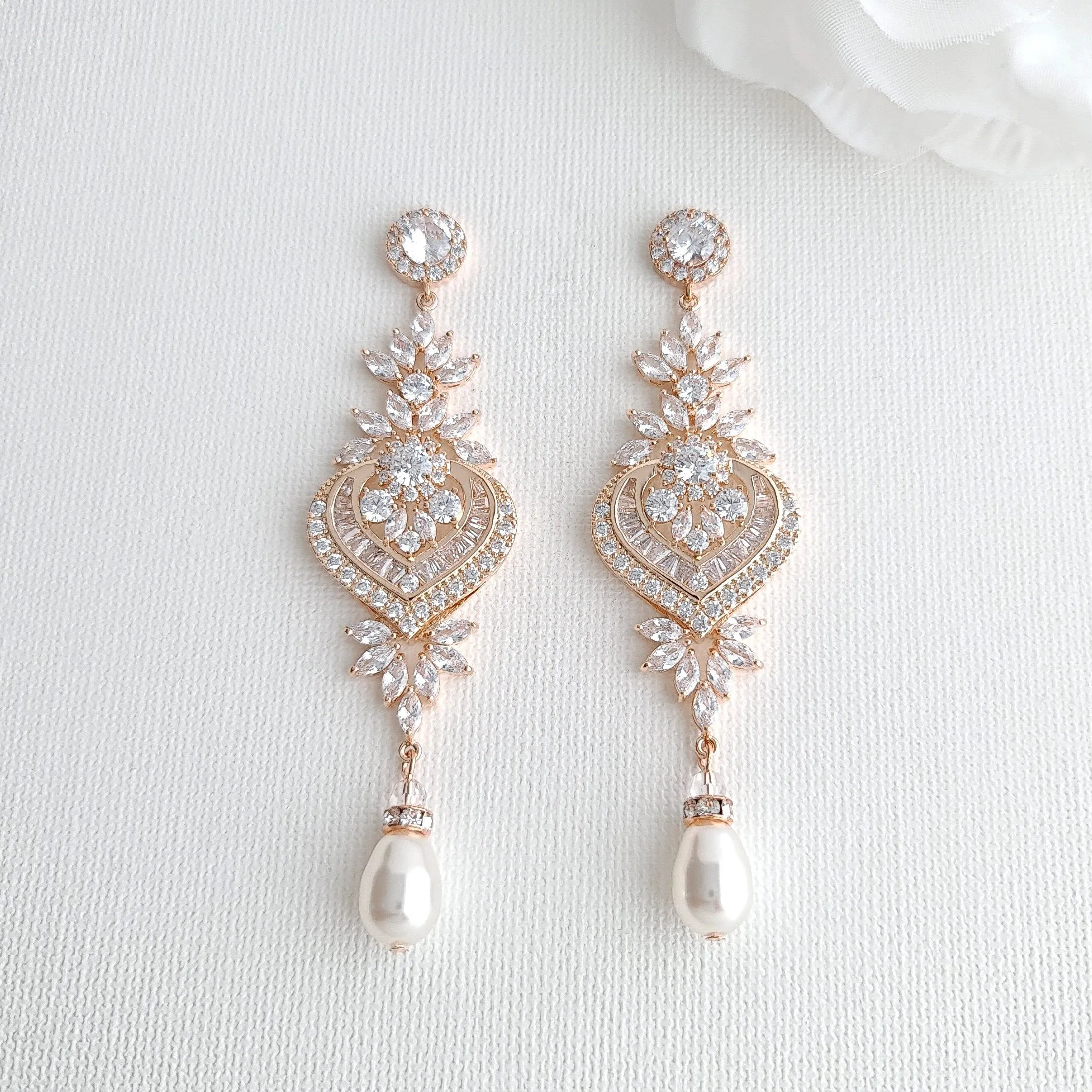 Bridal Statement Earrings and Bracelet Set- Rosa