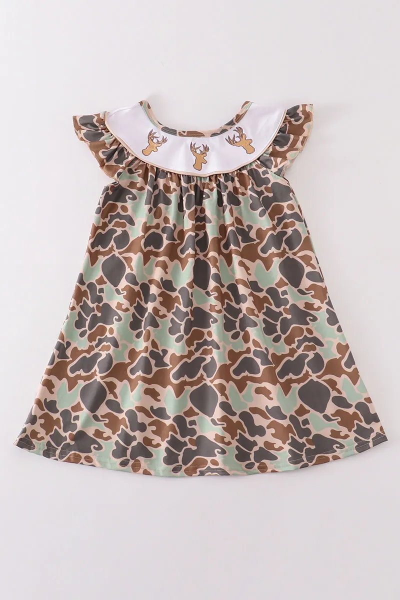 Camouflage antler embroidery dress