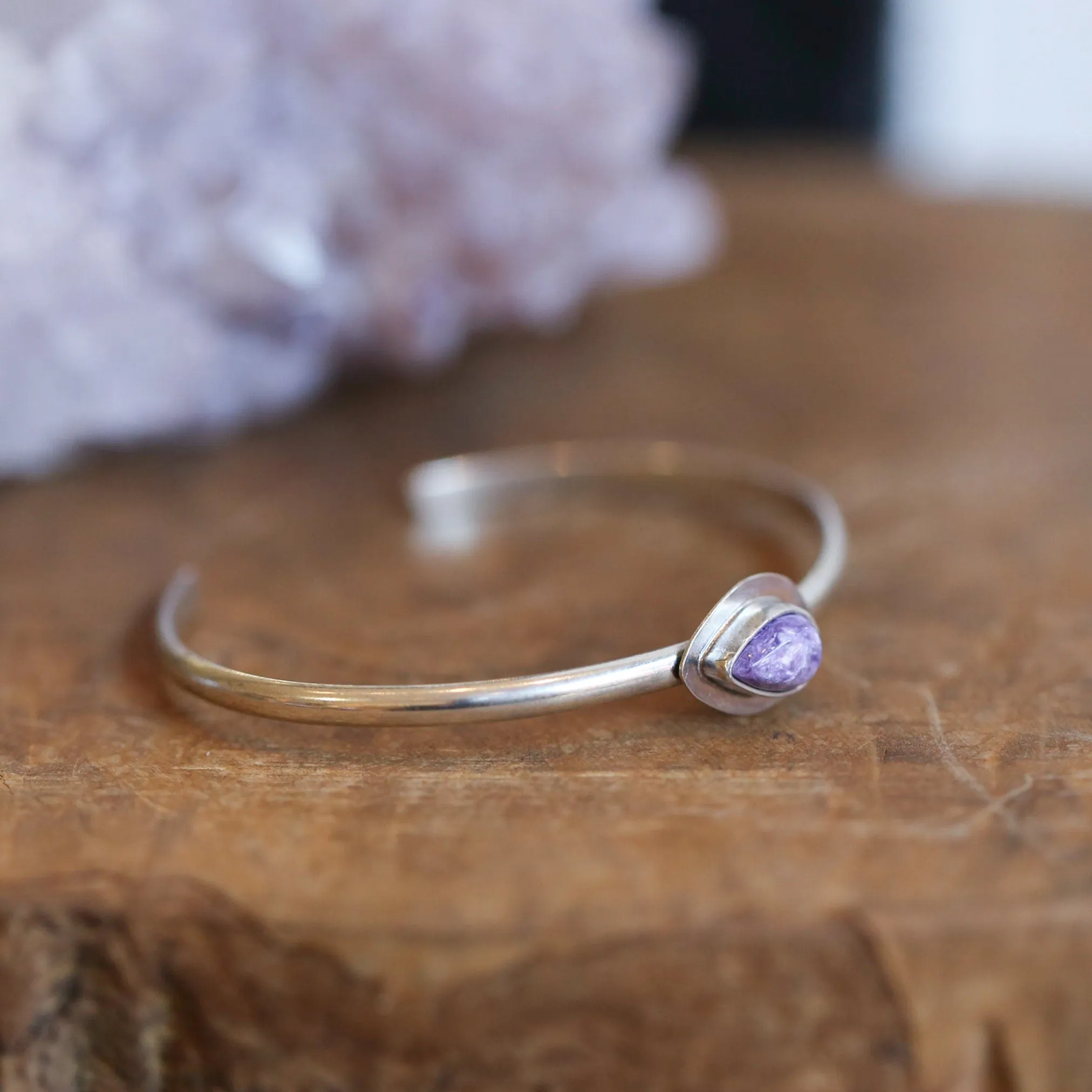 Charoite Bracelet - Charoite Cuff Bracelet - Russian Charoite Bangle