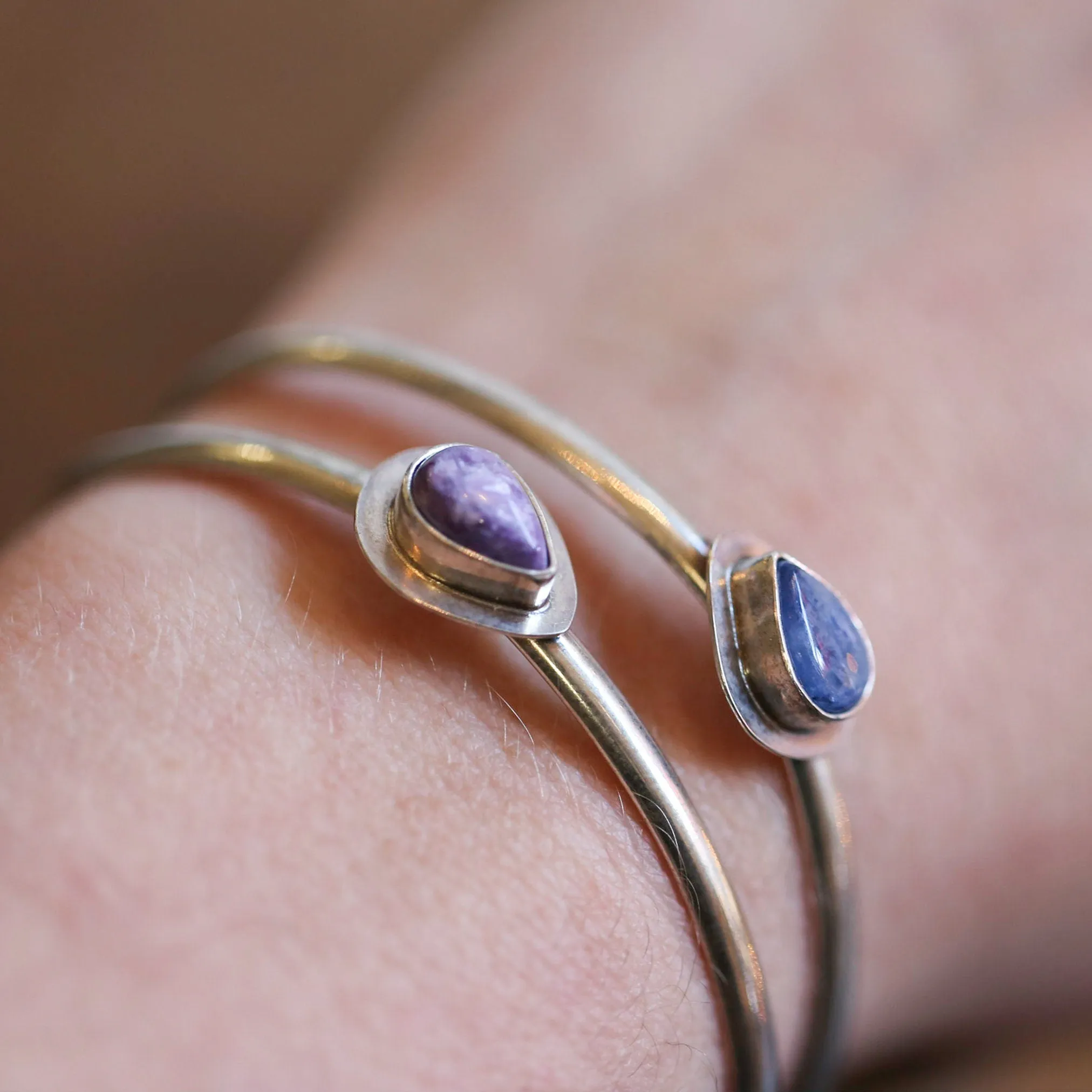 Charoite Bracelet - Charoite Cuff Bracelet - Russian Charoite Bangle